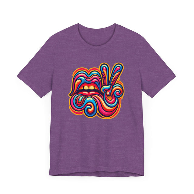 Lips & Peace Sign psychedelic T-shirt, Peace & Love Shirt