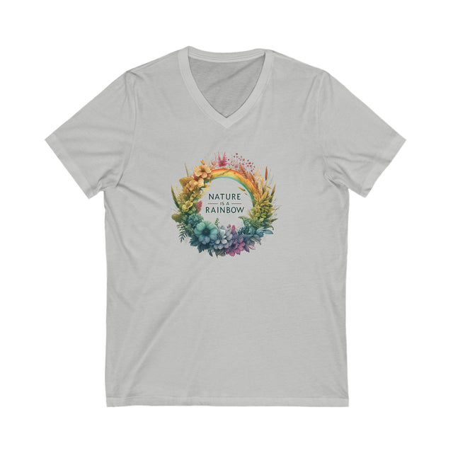 Nature Is A Rainbow V-neck tee,Pride Shirt,Pride Parade T shirt, LGBTQ+ Ally Tee, Inclusive,V-Neck Tee