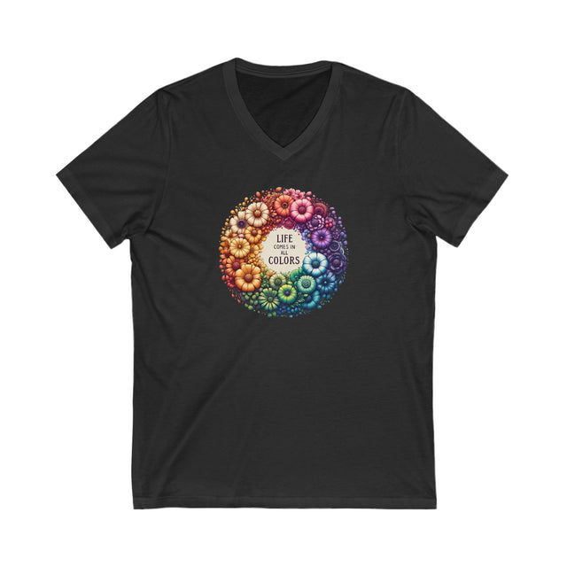 Life Comes in All Colors,Pride Shirt, Rainbow Flower T-shirt,Pride Parade T shirt,LGBTQ+ Ally Tee,Queer,BGLT,V-Neck Tee