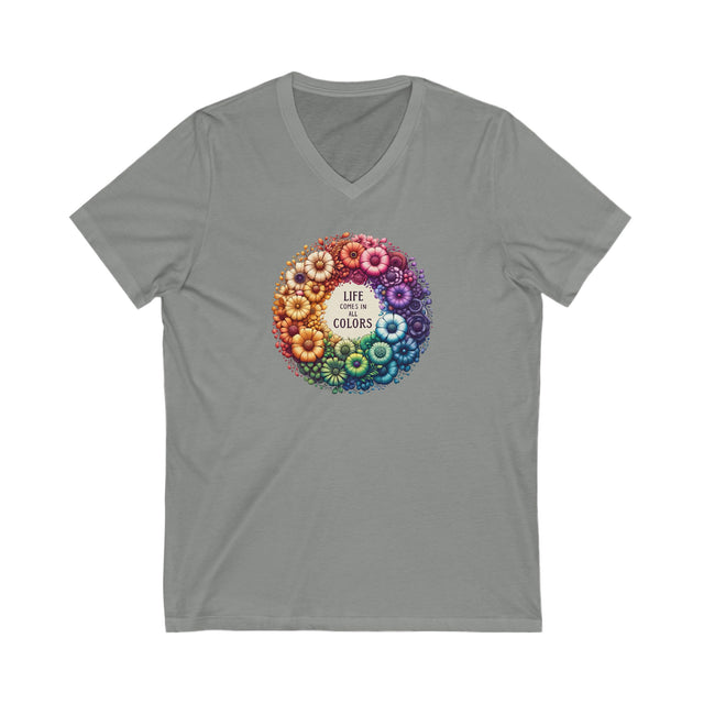 Life Comes in All Colors,Pride Shirt, Rainbow Flower T-shirt,Pride Parade T shirt,LGBTQ+ Ally Tee,Queer,BGLT,V-Neck Tee