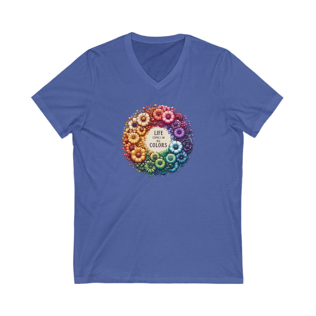 Life Comes in All Colors,Pride Shirt, Rainbow Flower T-shirt,Pride Parade T shirt,LGBTQ+ Ally Tee,Queer,BGLT,V-Neck Tee