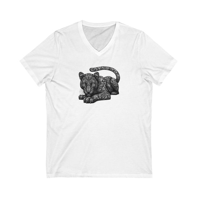 Black Panther T-shirt, Black Panther Vneck Art Tee, Elegant Panther V-neck, Panther Prowess V-neck