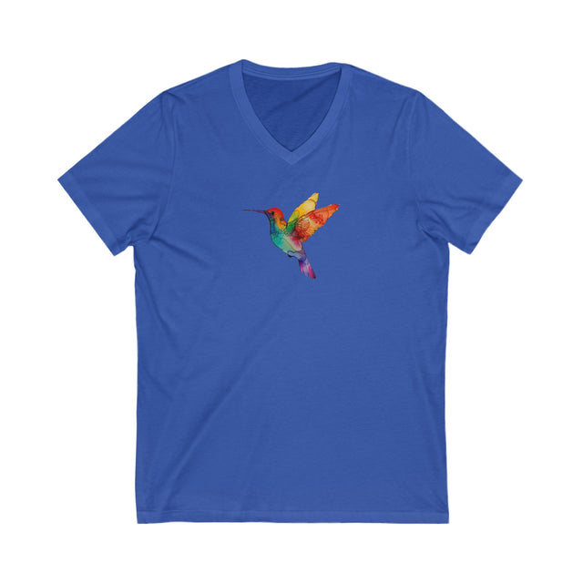 Rainbow Hummingbird V-neck T-shirt,Pride Shirt,Queer Top,Rainbow birds,LGBTQ+ Tee,Gay,Lesbian,Bisexual,Trans,V-Neck Tee