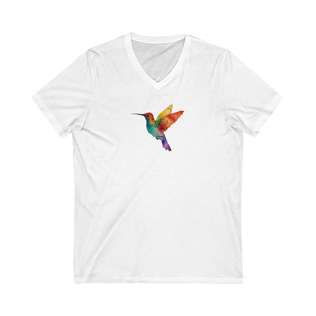 Rainbow Hummingbird V-neck T-shirt,Pride Shirt,Queer Top,Rainbow birds,LGBTQ+ Tee,Gay,Lesbian,Bisexual,Trans,V-Neck Tee