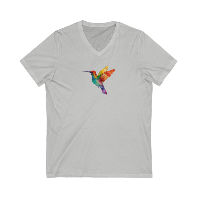 Rainbow Hummingbird V-neck T-shirt,Pride Shirt,Queer Top,Rainbow birds,LGBTQ+ Tee,Gay,Lesbian,Bisexual,Trans,V-Neck Tee