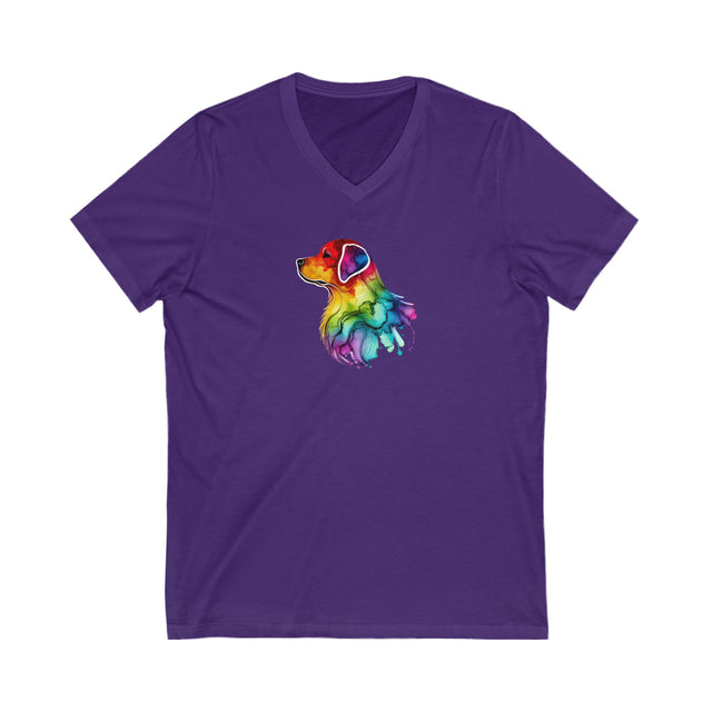 Rainbow Labrador Retriever Head T-shirt,Pride Shirt,Dog Lover Top,Rainbow Animals,LGBTQ+ Tee, Lab Owner,V-Neck Tee