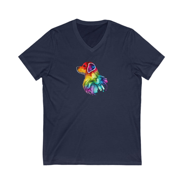 Rainbow Labrador Retriever Head T-shirt,Pride Shirt,Dog Lover Top,Rainbow Animals,LGBTQ+ Tee, Lab Owner,V-Neck Tee