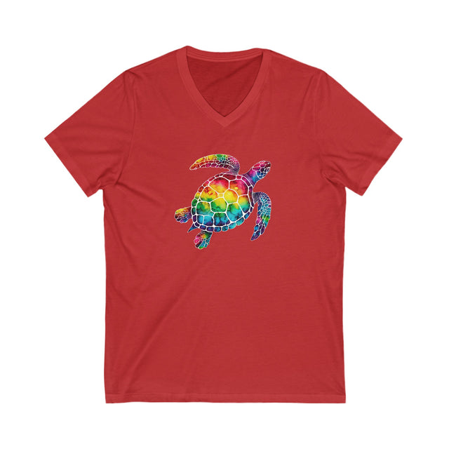 Rainbow Turtle V-neck T-shirt,Sea Turtle T shirt, LGBTQ+ Tee, Queer, BGLT, Ocean,V-Neck Tee