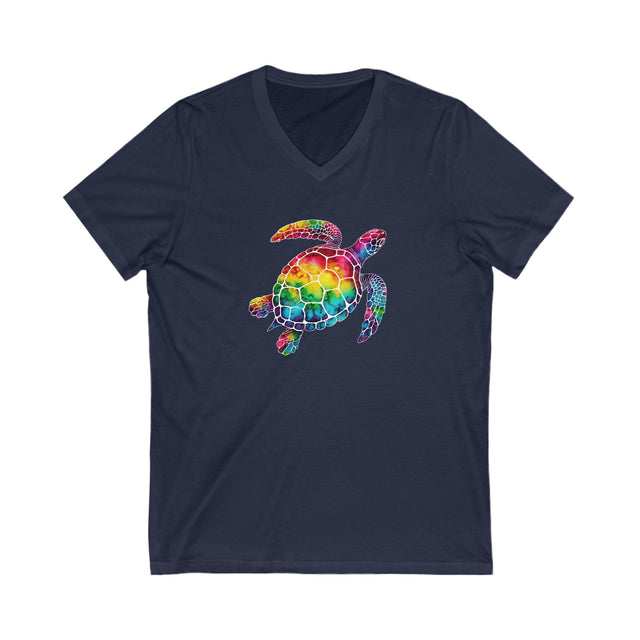 Rainbow Turtle V-neck T-shirt,Sea Turtle T shirt, LGBTQ+ Tee, Queer, BGLT, Ocean,V-Neck Tee