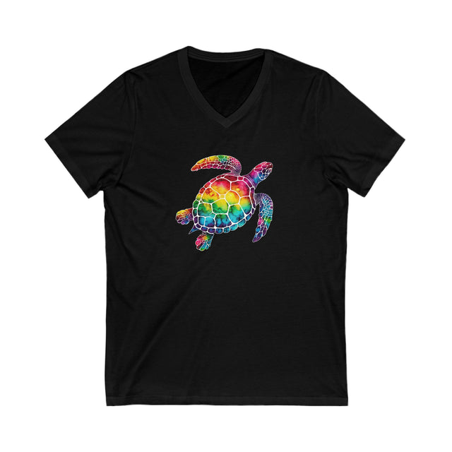 Rainbow Turtle V-neck T-shirt,Sea Turtle T shirt, LGBTQ+ Tee, Queer, BGLT, Ocean,V-Neck Tee