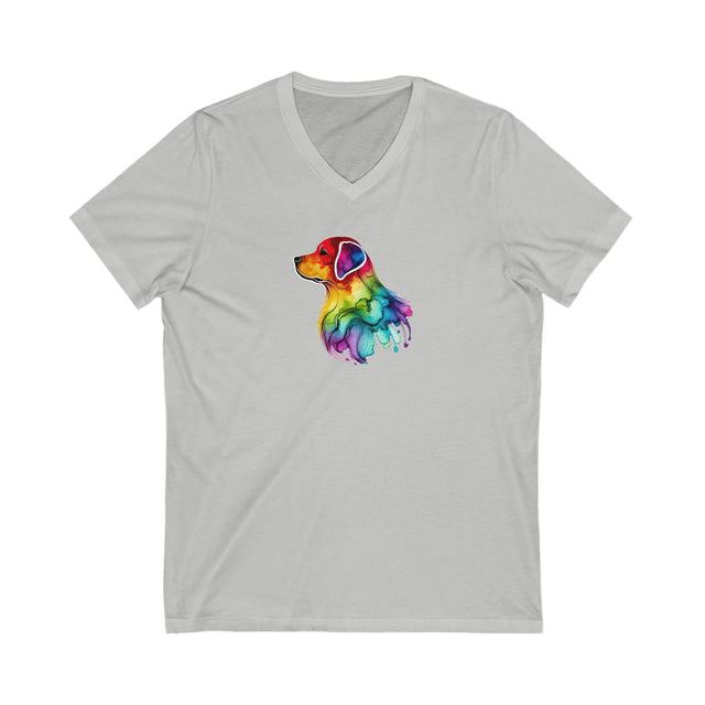 Rainbow Labrador Retriever Head T-shirt,Pride Shirt,Dog Lover Top,Rainbow Animals,LGBTQ+ Tee, Lab Owner,V-Neck Tee