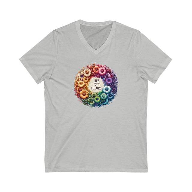 Life Comes in All Colors,Pride Shirt, Rainbow Flower T-shirt,Pride Parade T shirt,LGBTQ+ Ally Tee,Queer,BGLT,V-Neck Tee