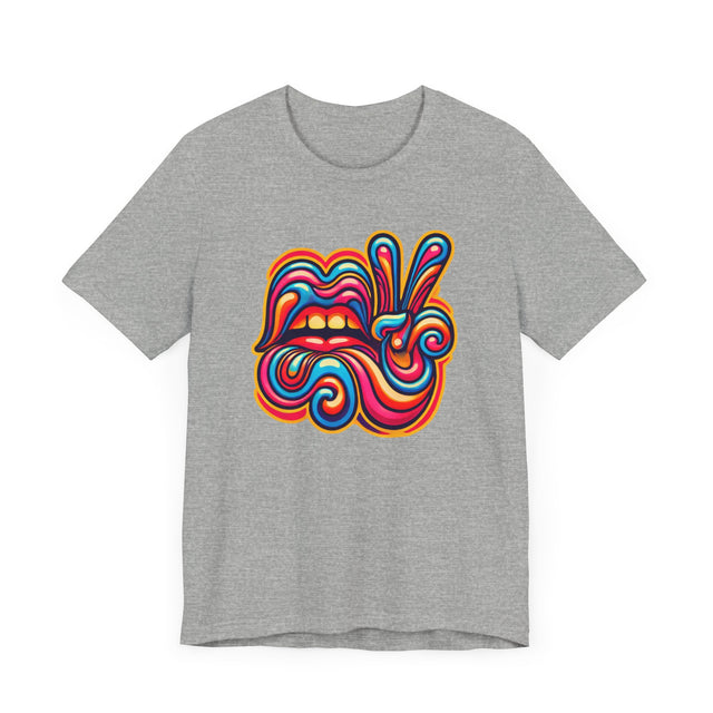 Lips & Peace Sign psychedelic T-shirt, Peace & Love Shirt