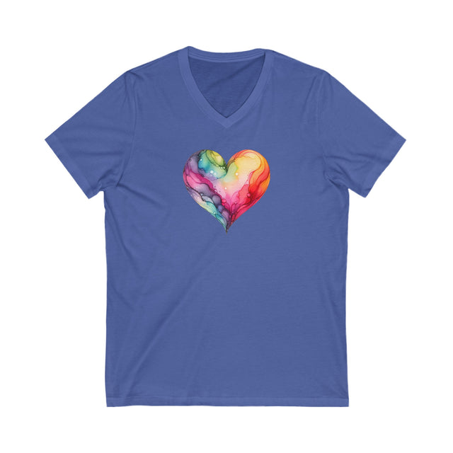 Rainbow Heart Alcohol Ink,Pride Heart Shirt,Rainbow Heart T-shirt,BGLT Heart,LGBTQ+ Tee,V-Neck Tee