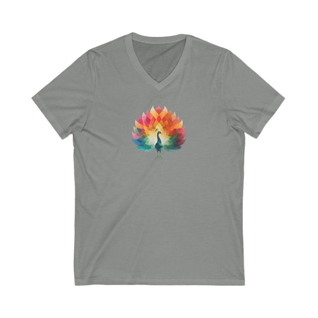 Rainbow Peacock V-neck T-shirt,Pride Shirt, Pride Parade Top, Rainbow Animals,LGBTQ+ Tee,V-Neck Tee