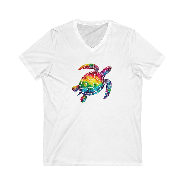 Rainbow Turtle V-neck T-shirt,Sea Turtle T shirt, LGBTQ+ Tee, Queer, BGLT, Ocean,V-Neck Tee