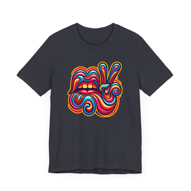 Lips & Peace Sign psychedelic T-shirt, Peace & Love Shirt