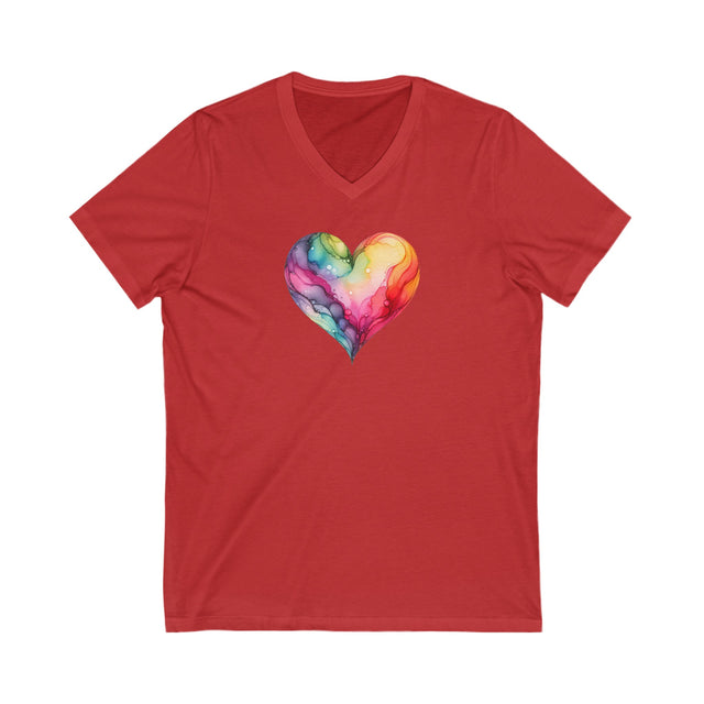 Rainbow Heart Alcohol Ink,Pride Heart Shirt,Rainbow Heart T-shirt,BGLT Heart,LGBTQ+ Tee,V-Neck Tee