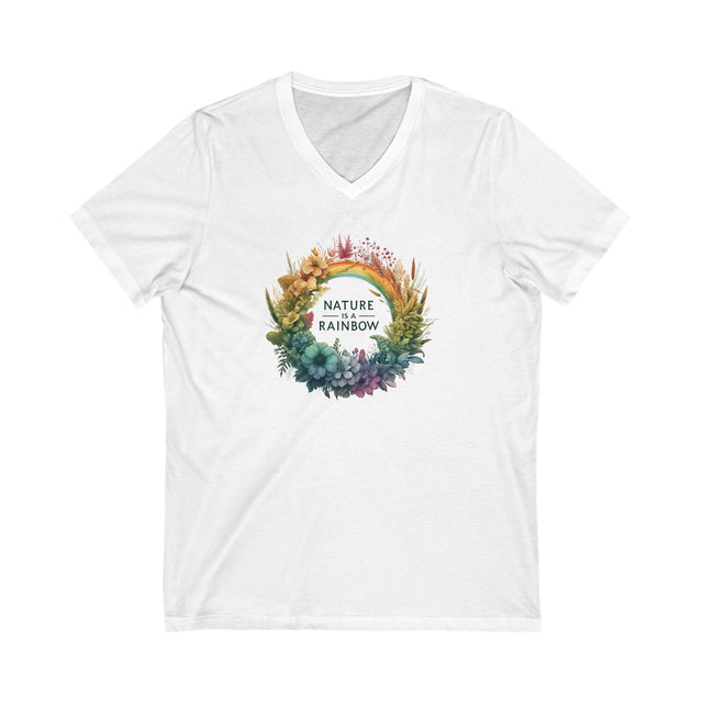 Nature Is A Rainbow V-neck tee,Pride Shirt,Pride Parade T shirt, LGBTQ+ Ally Tee, Inclusive,V-Neck Tee