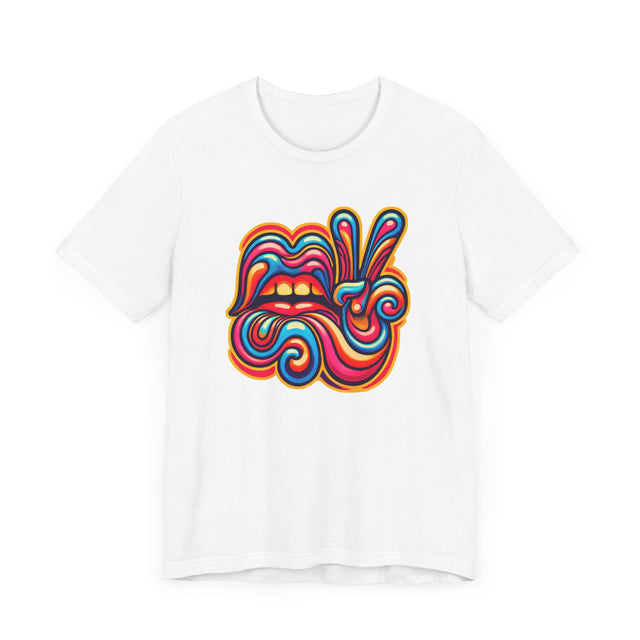 Lips & Peace Sign psychedelic T-shirt, Peace & Love Shirt