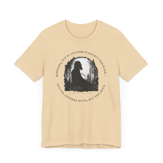 Happiness, not in another place but this place… Tee, Walt Whitman T-shirt, Poetry T-shirt, Queer Ancestors Shirt