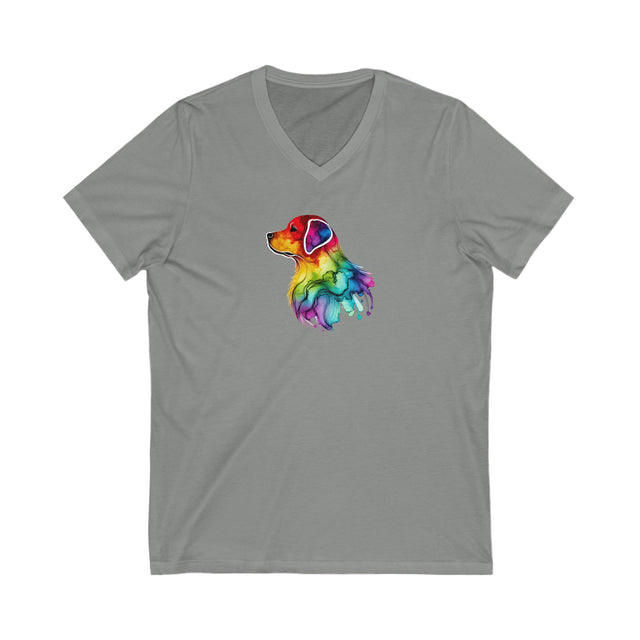 Rainbow Labrador Retriever Head T-shirt,Pride Shirt,Dog Lover Top,Rainbow Animals,LGBTQ+ Tee, Lab Owner,V-Neck Tee