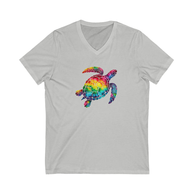 Rainbow Turtle V-neck T-shirt,Sea Turtle T shirt, LGBTQ+ Tee, Queer, BGLT, Ocean,V-Neck Tee