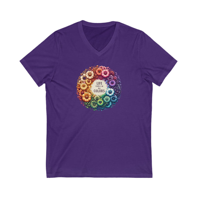 Life Comes in All Colors,Pride Shirt, Rainbow Flower T-shirt,Pride Parade T shirt,LGBTQ+ Ally Tee,Queer,BGLT,V-Neck Tee