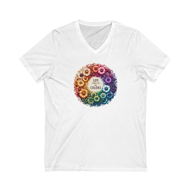 Life Comes in All Colors,Pride Shirt, Rainbow Flower T-shirt,Pride Parade T shirt,LGBTQ+ Ally Tee,Queer,BGLT,V-Neck Tee