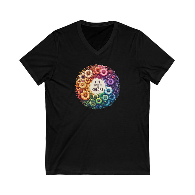 Life Comes in All Colors,Pride Shirt, Rainbow Flower T-shirt,Pride Parade T shirt,LGBTQ+ Ally Tee,Queer,BGLT,V-Neck Tee