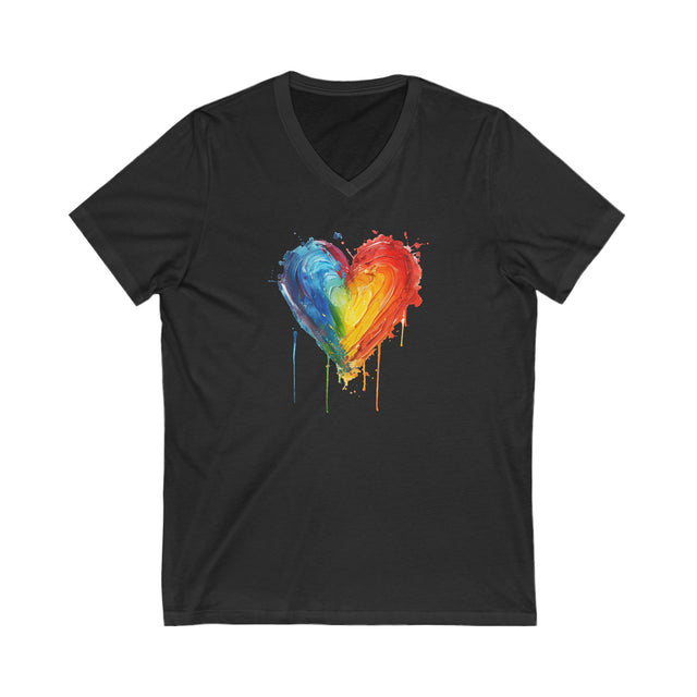 Painted Rainbow Heart T-shirt,Pride Shirt,Gay Pride T shirt,LGBTQ+ ,Queer,V-Neck Tee