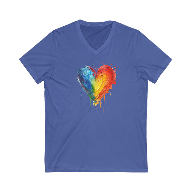 Painted Rainbow Heart T-shirt,Pride Shirt,Gay Pride T shirt,LGBTQ+ ,Queer,V-Neck Tee