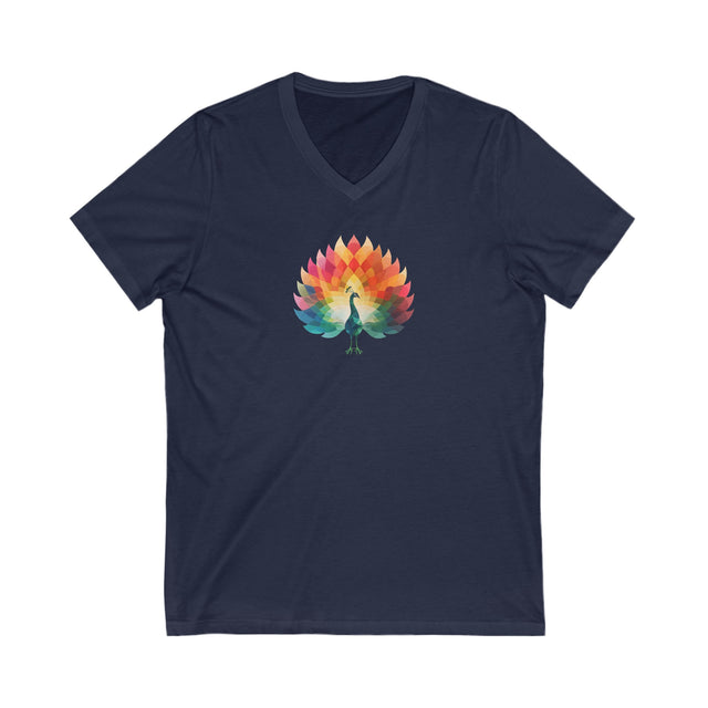 Rainbow Peacock V-neck T-shirt,Pride Shirt, Pride Parade Top, Rainbow Animals,LGBTQ+ Tee,V-Neck Tee