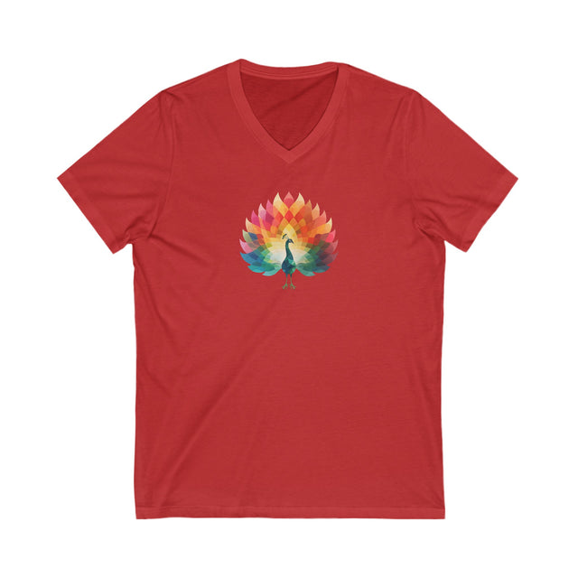 Rainbow Peacock V-neck T-shirt,Pride Shirt, Pride Parade Top, Rainbow Animals,LGBTQ+ Tee,V-Neck Tee