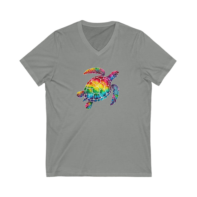 Rainbow Turtle V-neck T-shirt,Sea Turtle T shirt, LGBTQ+ Tee, Queer, BGLT, Ocean,V-Neck Tee