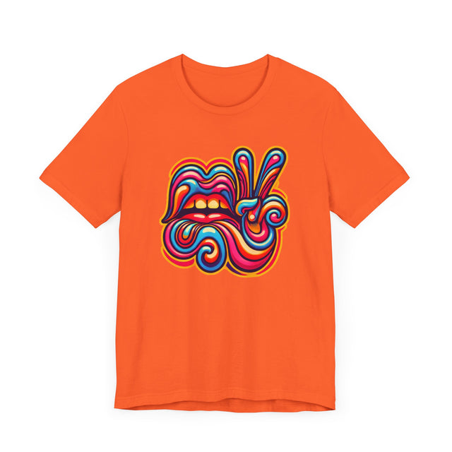 Lips & Peace Sign psychedelic T-shirt, Peace & Love Shirt