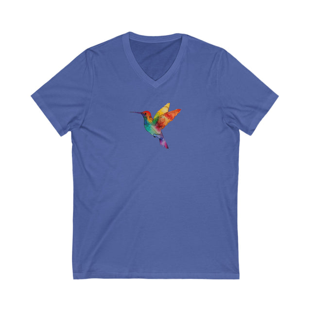 Rainbow Hummingbird V-neck T-shirt,Pride Shirt,Queer Top,Rainbow birds,LGBTQ+ Tee,Gay,Lesbian,Bisexual,Trans,V-Neck Tee