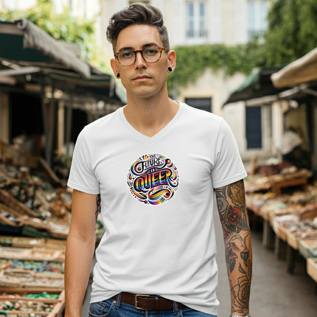 Future is Queer T-shirt,Pride Shirt,Pride Parade T shirt,LGBTQ+ Ally Tee,Nonbinary,Gay,Lesbian, Bisexual, Trans, BGLT, LBGT, Inclusive,V-Neck Tee