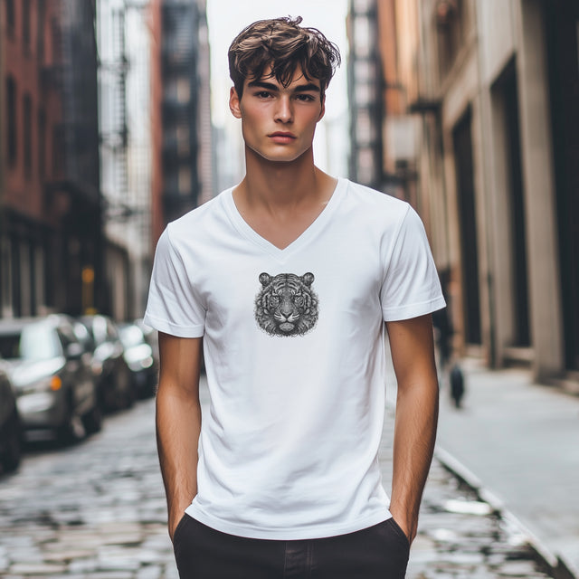 Tiger T-shirt, Eye of the tiger V-neck tee, Filigree Animal Collection Tee