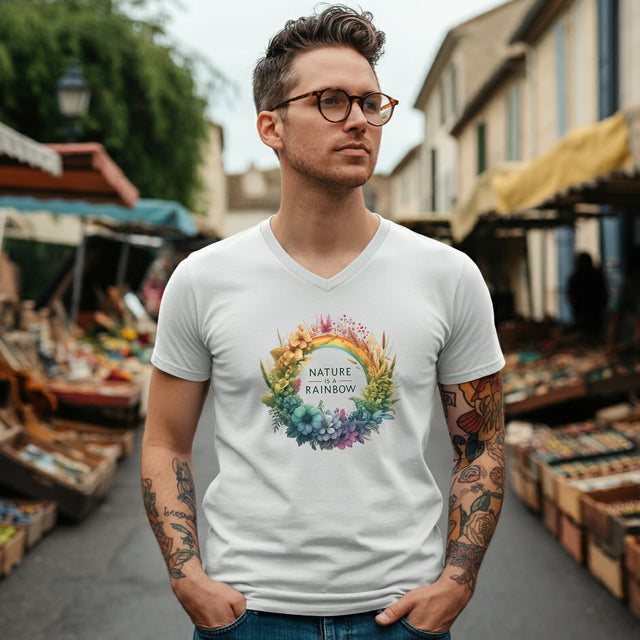 Nature Is A Rainbow V-neck tee,Pride Shirt,Pride Parade T shirt, LGBTQ+ Ally Tee, Inclusive,V-Neck Tee